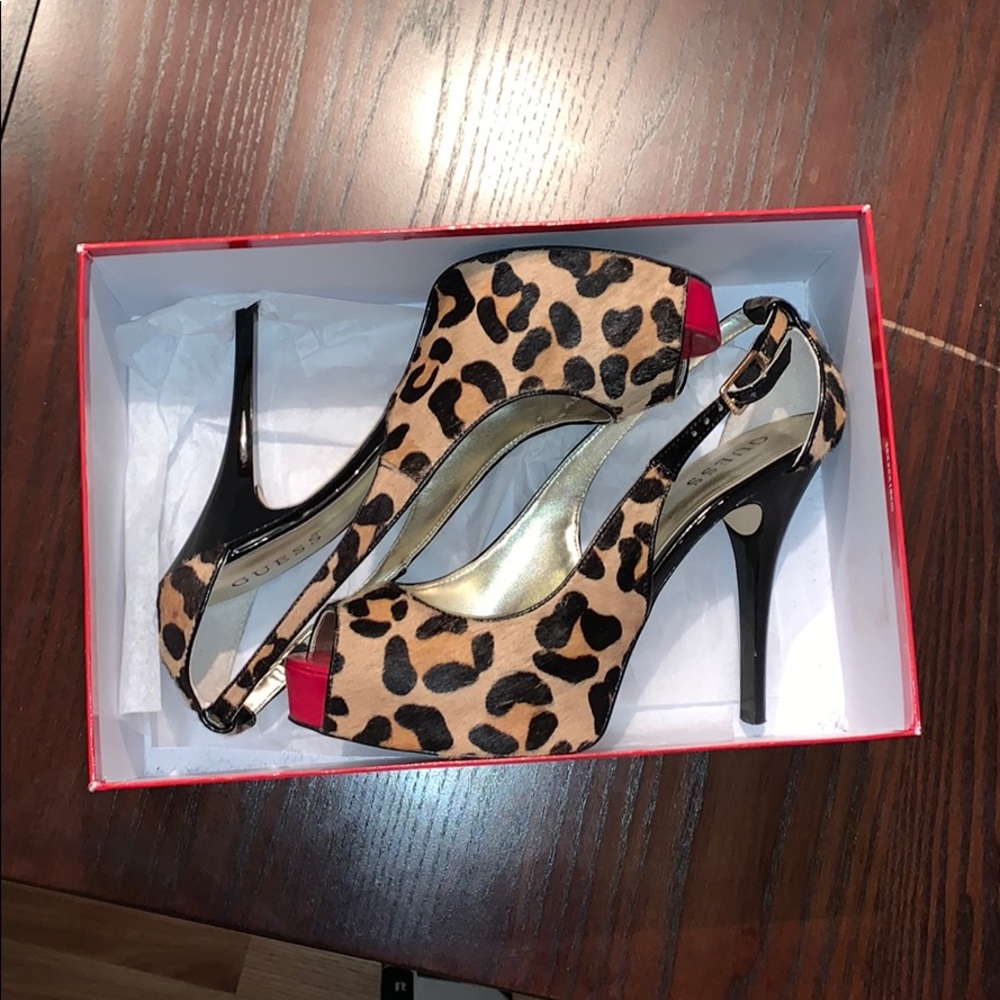 Guess leopard platform heels